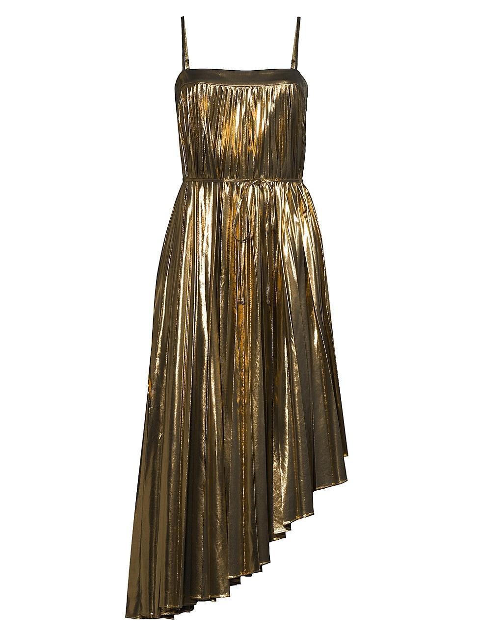 Womens Irene Metallic Asymmetric Midi-Dress Product Image