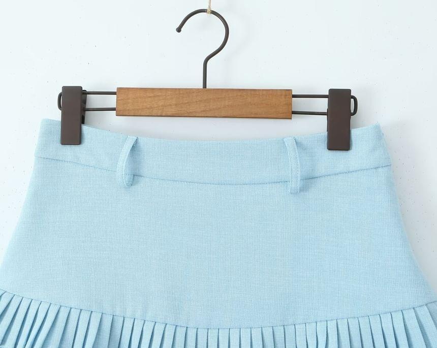 High Waist Plain Mini Pleated Skort Product Image