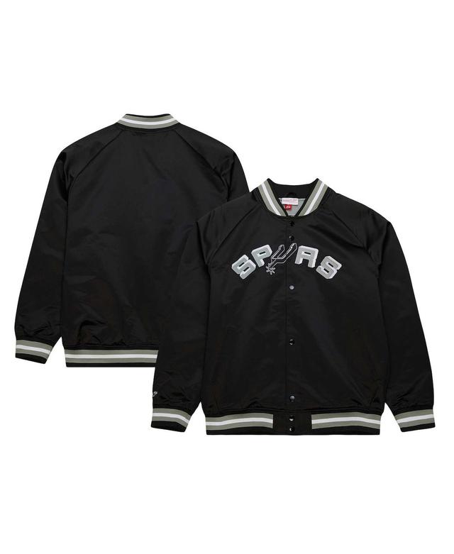 Mens Mitchell & Ness Black San Antonio Spurs Hardwood Classics Throwback Wordmark Raglan Full-Snap Jacket Product Image