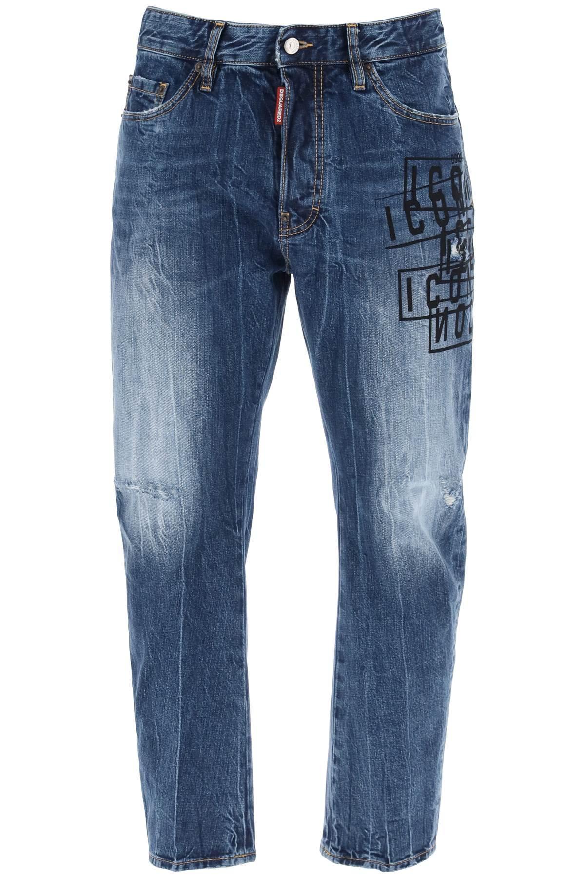 DSQUARED2 "dark Wash Icon Stamps Bro Jeans In In White Product Image