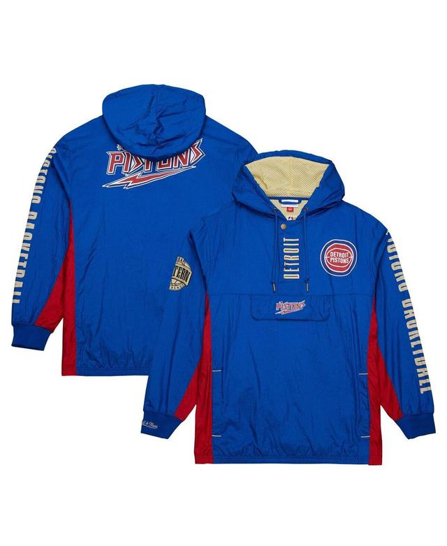 Mens Mitchell & Ness Blue Distressed Detroit Pistons Team Og 2.0 Vintage-Like Logo Anorak Windbreaker Quarter-Zip Jacket Product Image