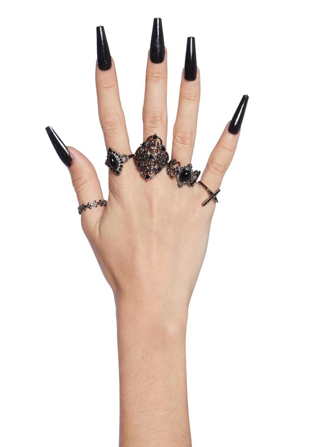 Widow Ring Set - Black Product Image