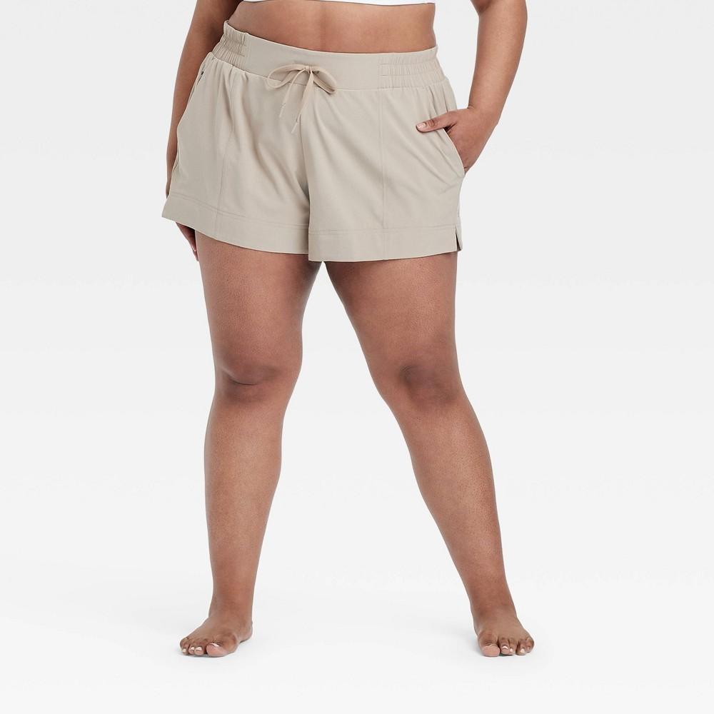 Womens Active Light Mid-Rise Shorts 4 - All In Motion Khaki 4X Product Image