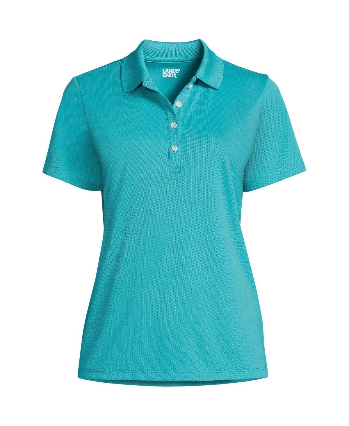 Womens Lands End Short Sleeve Solid Active Polo Shirt Peacock Blue Product Image