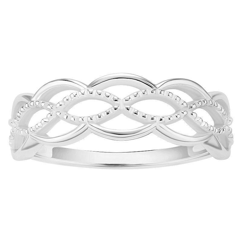 PRIMROSE Sterling Silver Beaded Rope Band Ring, Womens Product Image