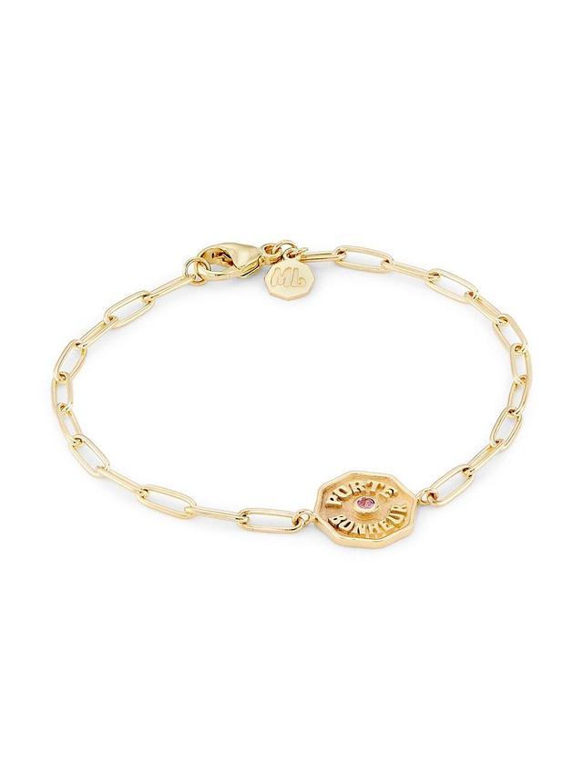 Womens Je Porte Bonheur 14K Yellow Gold & Pink Sapphire Bracelet Product Image