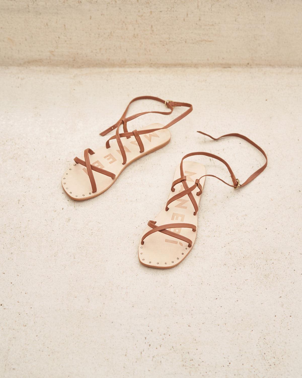 Manebi Leather Wrap Sandal - Tan Female Product Image