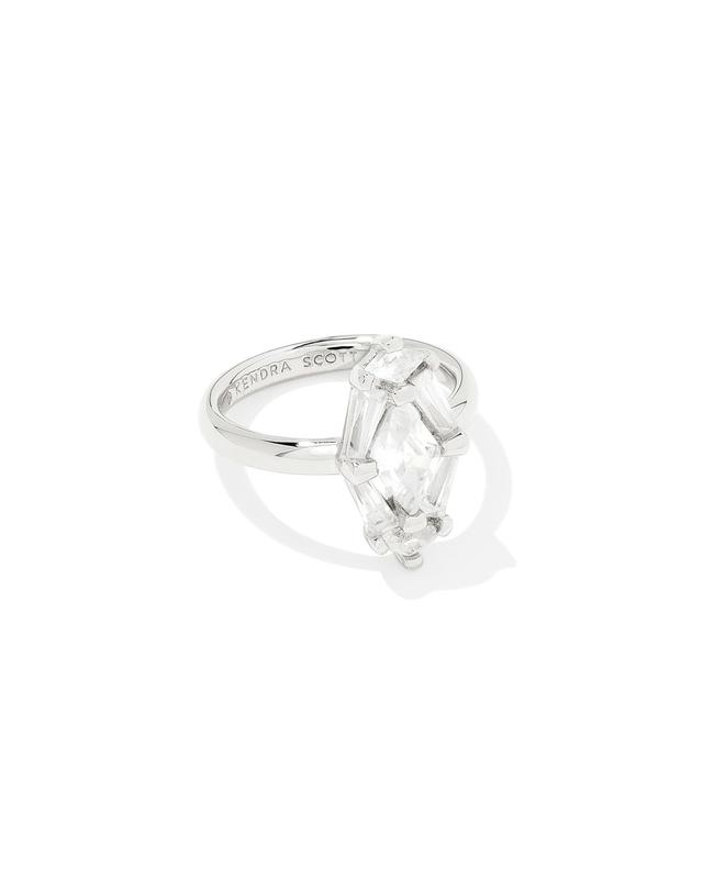 Lindy Rae Elyse Silver Cocktail Ring in White Crystal Product Image