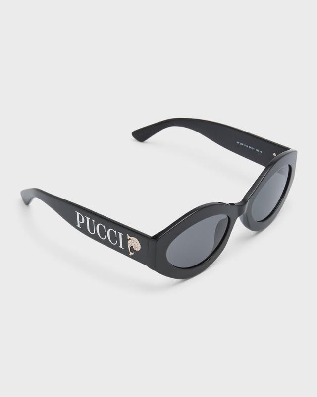 Logo Acetate & Metal Oval Sunglasses Product Image