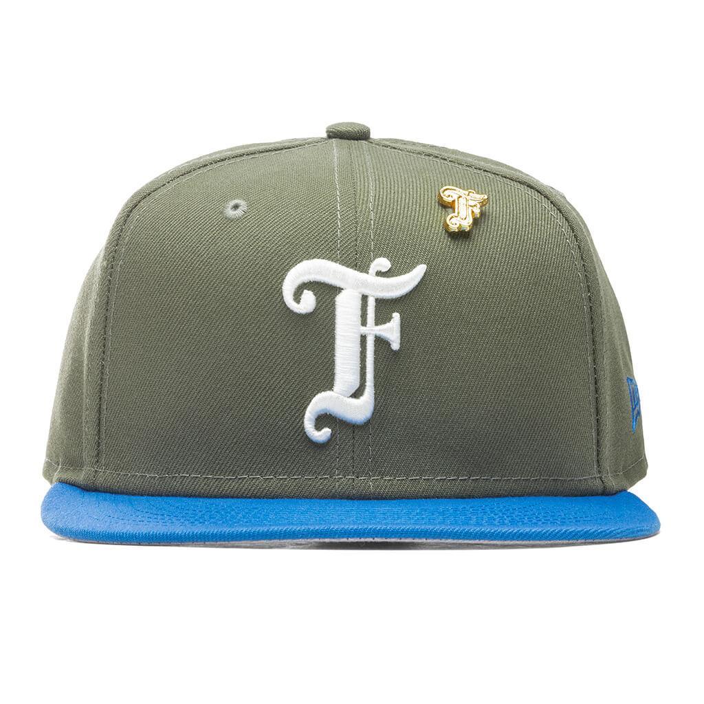 Feature x New Era Old English F Snapback Hat w/ Pin - Olive/Rainstorm Blue Male Product Image