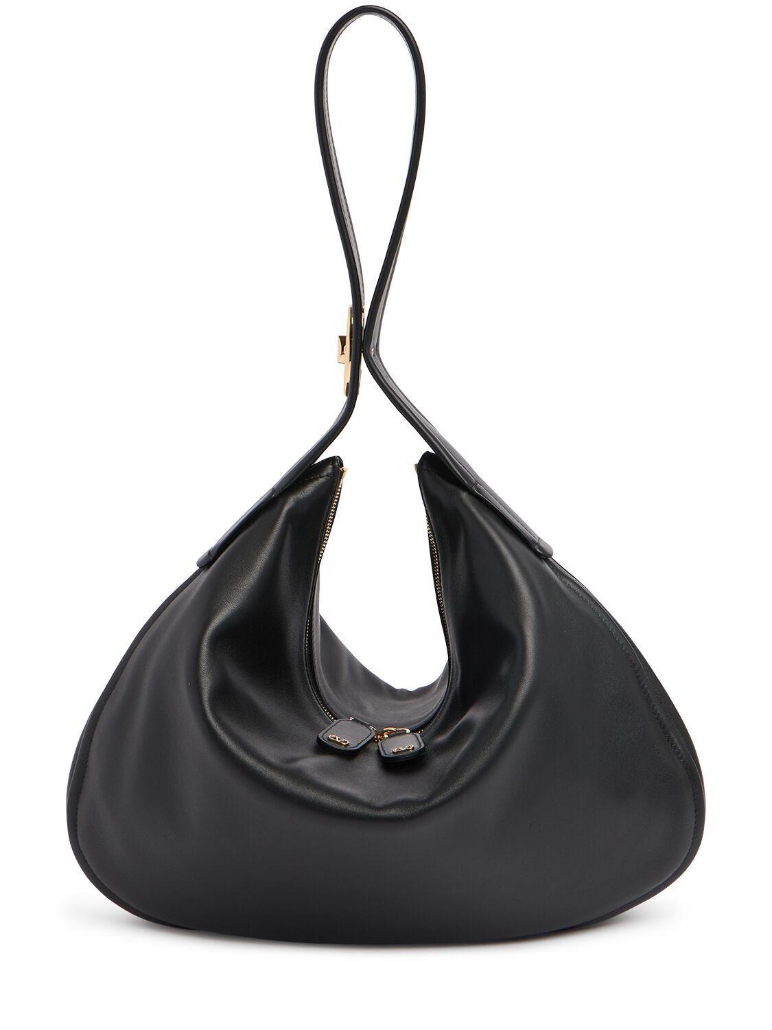 VALENTINO GARAVANI Large Hobo Leather Bag In Black Product Image