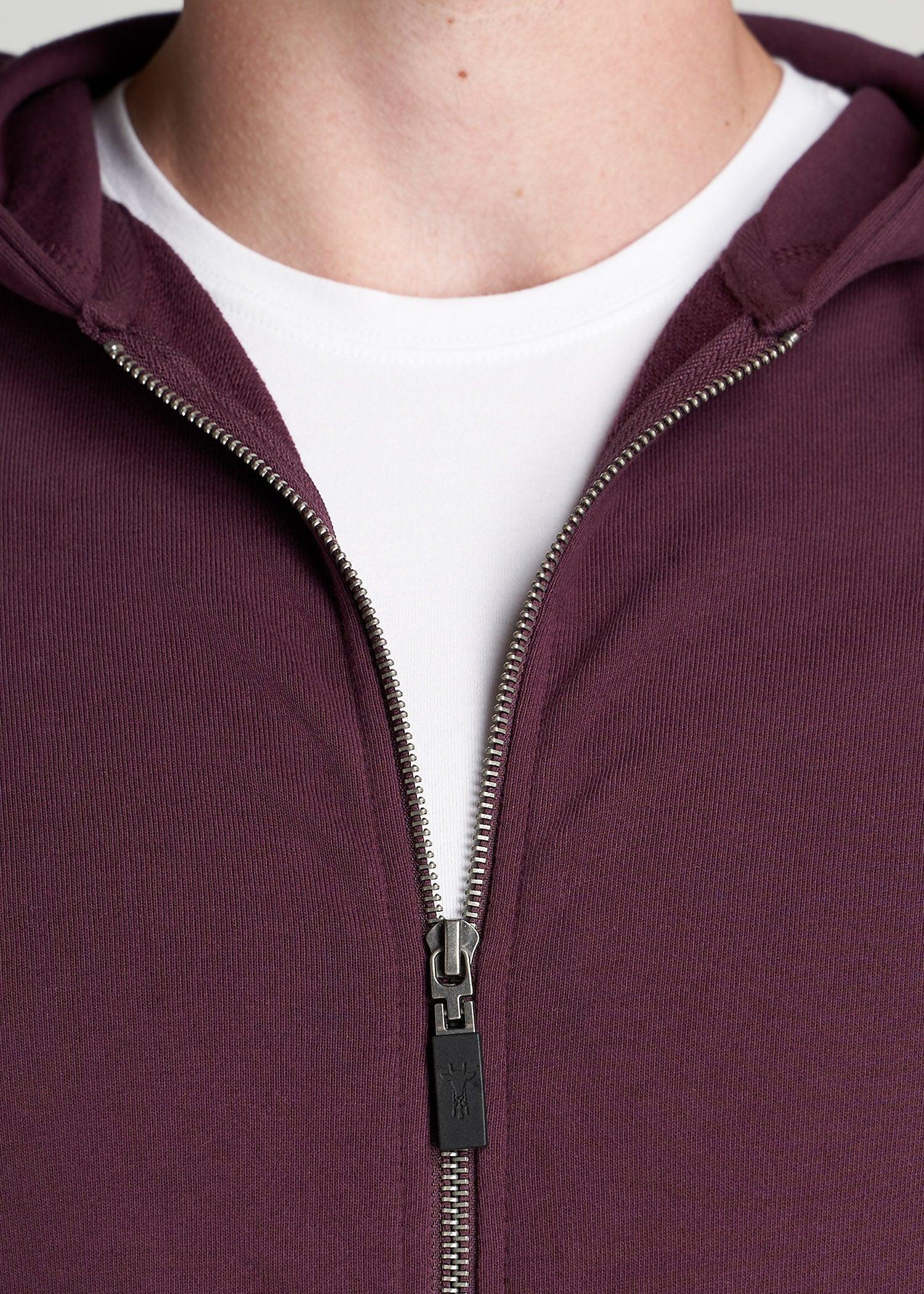 Wearever French Terry Full-Zip Men's Tall Hoodie in Maroon Product Image