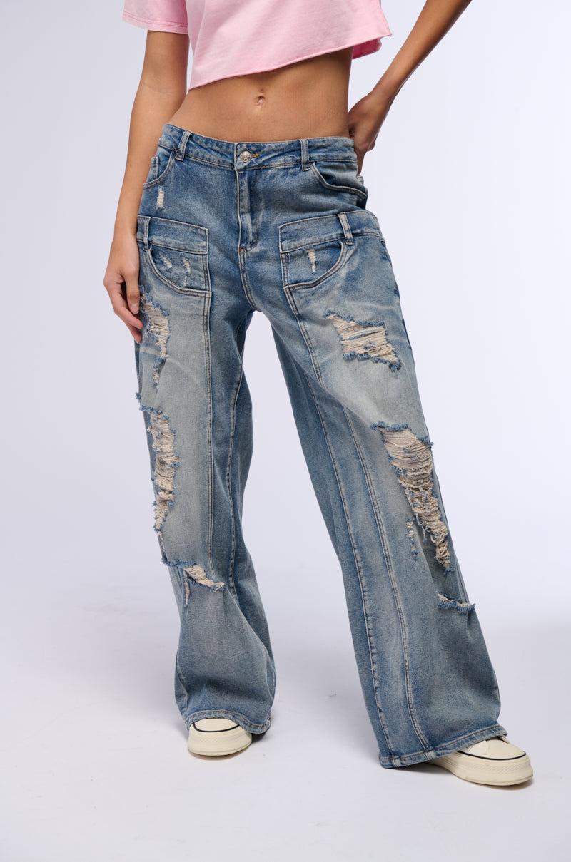 MADDIE MID RISE WIDE LEG JEANS Product Image