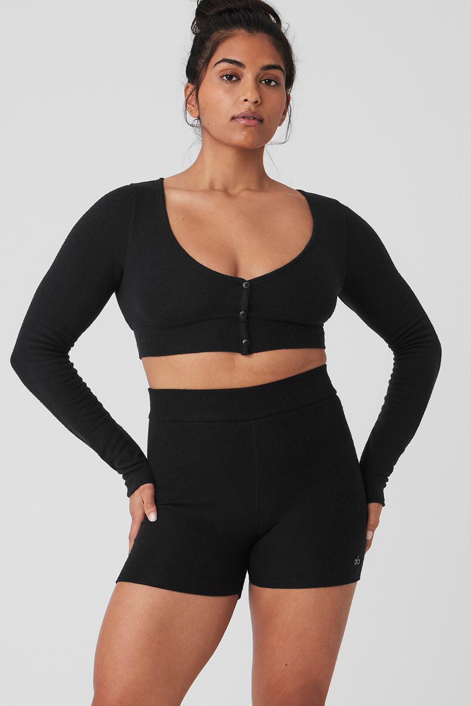 Alolux Cropped Me Time Cardigan - Black Product Image