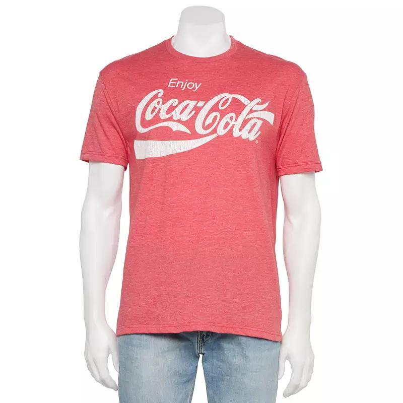 Mens Coca-Cola Logo Graphic Tee Grey Red Product Image