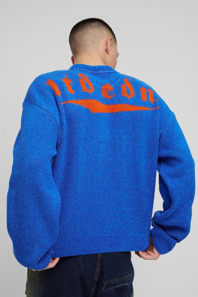 Oversized Fluffy Jacquard Graphic Knitted Sweater | boohooMAN USA Product Image