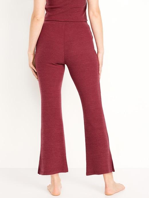 High-Waisted Ribbed Crop Flare Lounge Pants Product Image