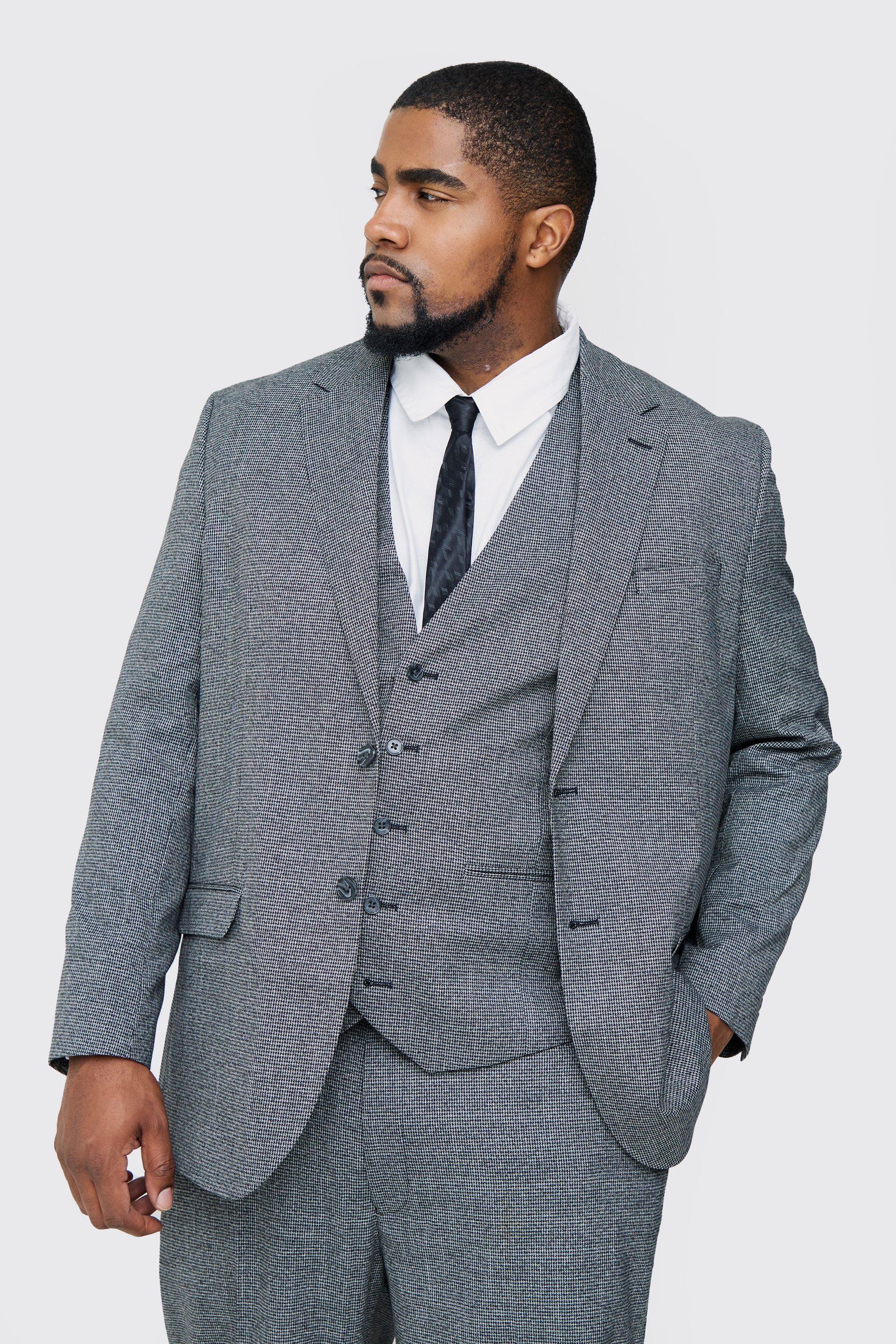 Plus Mini Dogtooth Single Breasted Regular Fit Suit Jacket | boohooMAN USA Product Image