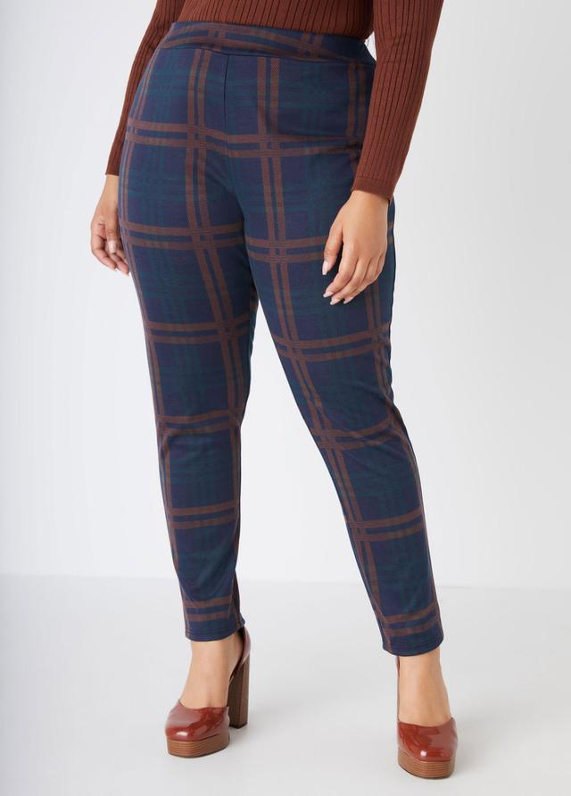 Plus Size High Rise Plaid Leggings Ashley Stewart Product Image