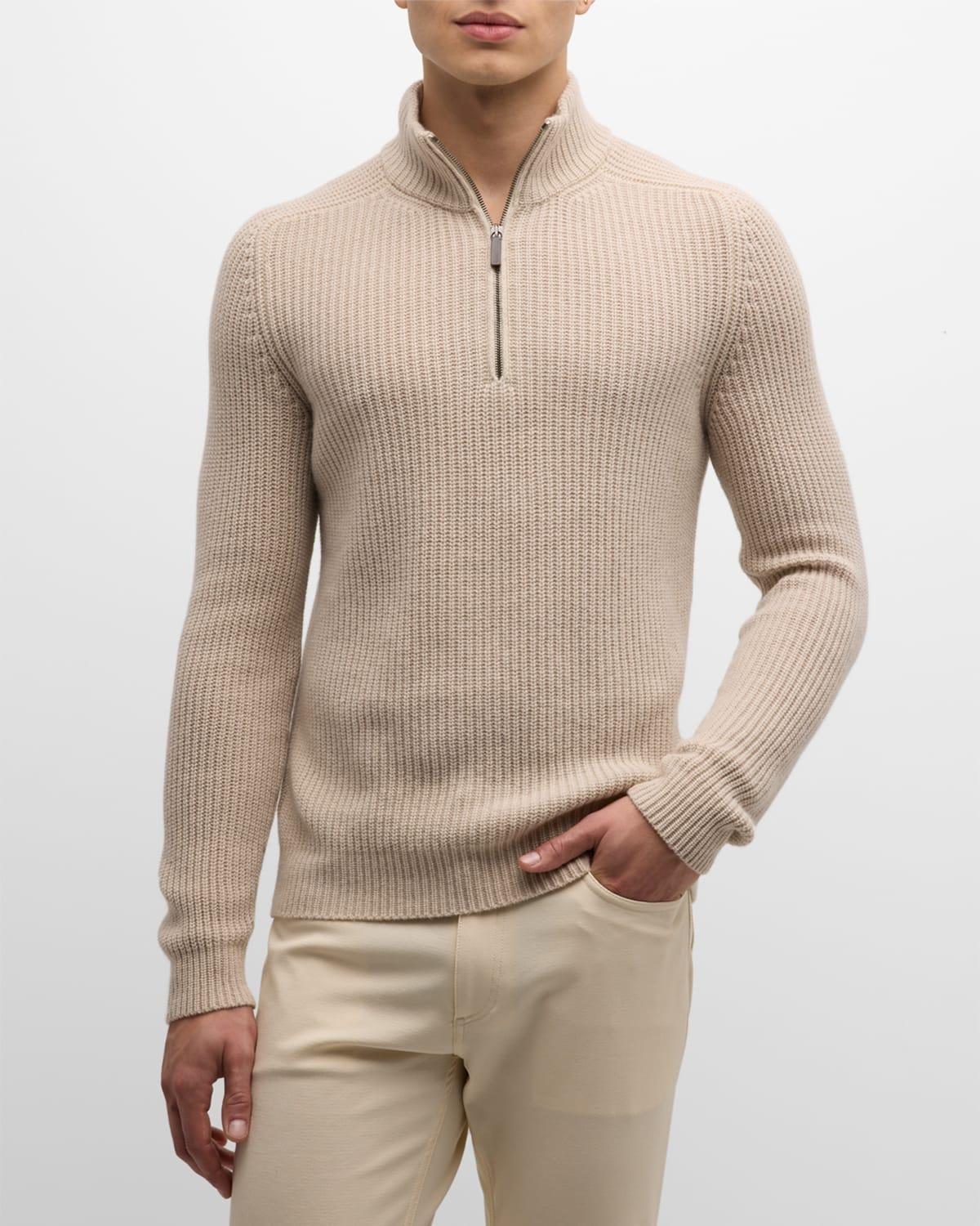 Mens Cashmere Rib Quarter-Zip Sweater Product Image