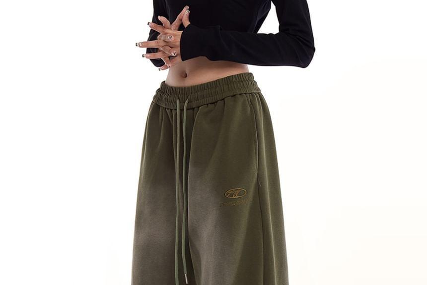 Low Waist Washed Loose-Fit Wide-Leg Sweatpants product image