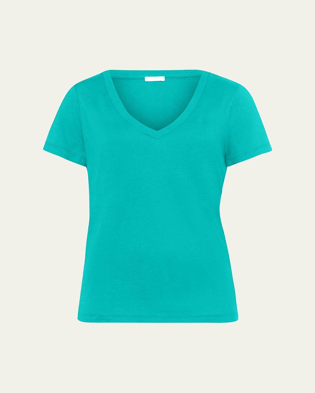 Hanro Sleep Lounge Short Sleeve V-Neck Shirt Women's T Shirt Product Image