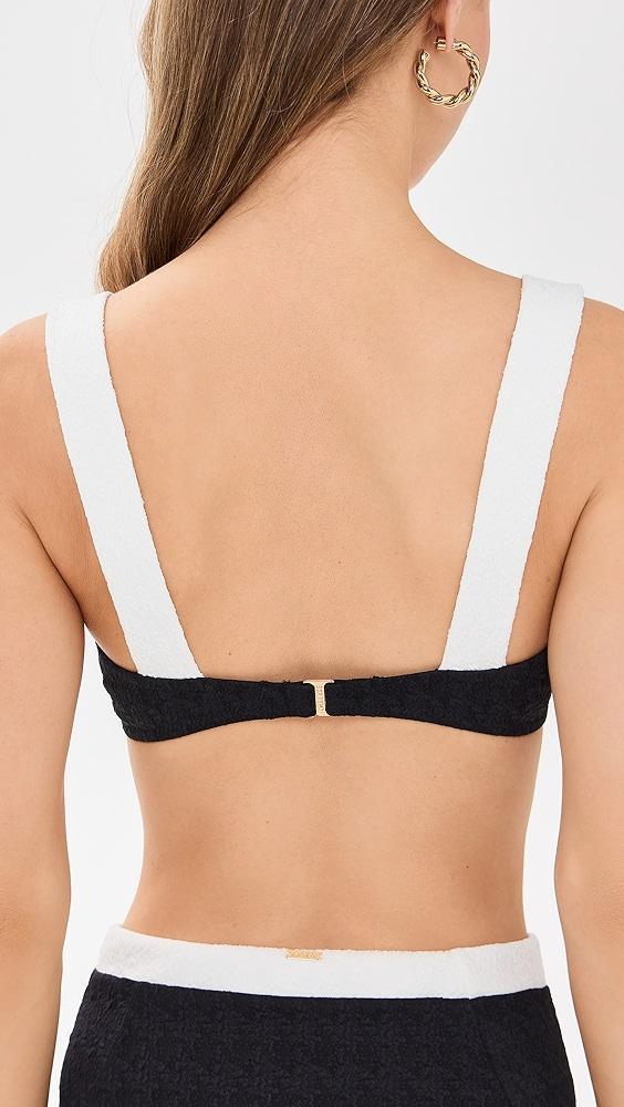 L'AGENCE Alexandria Colorblock Chic Structured Bra Top with Gold Buttons | Shopbop Product Image