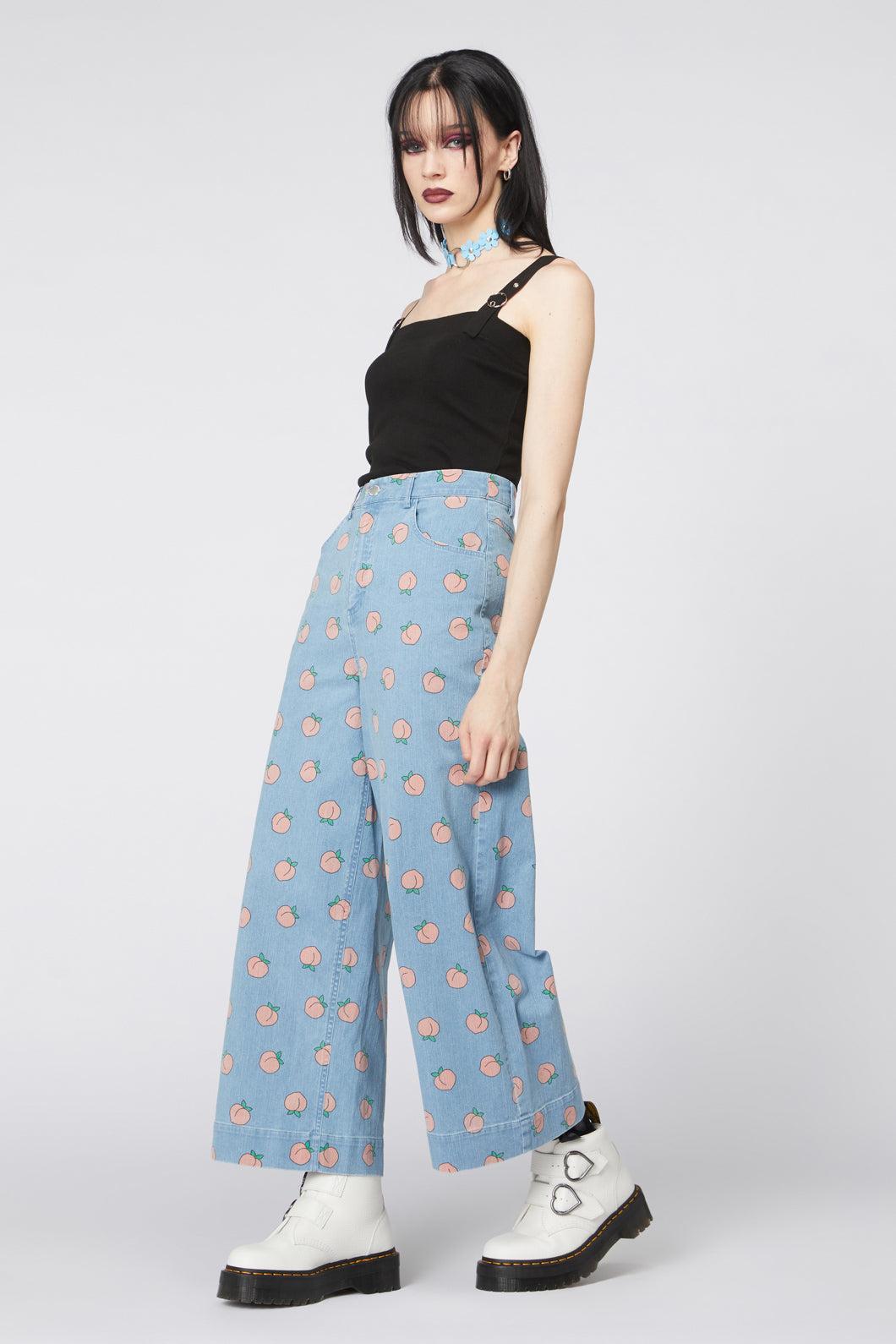 Denim Peach Wide Leg Jeans Product Image