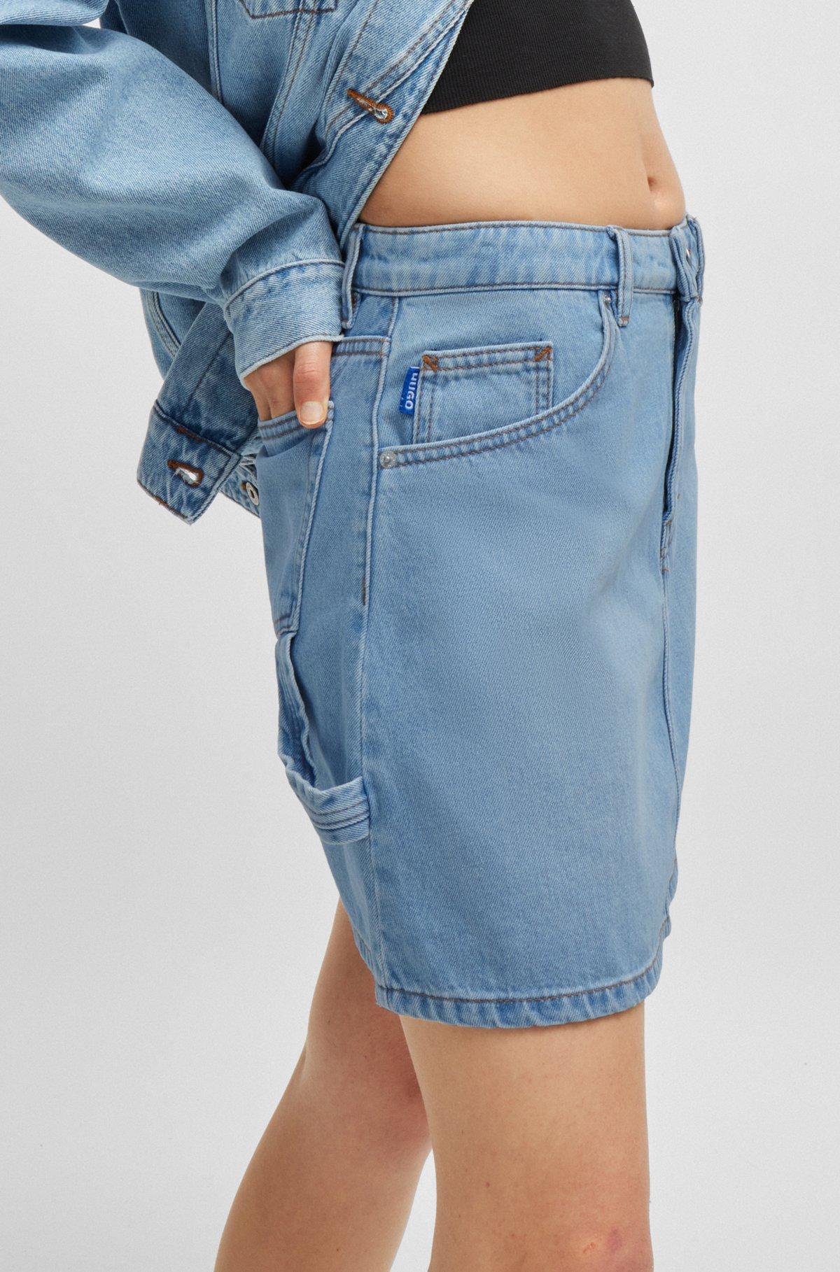 Blue mini skirt in rigid denim Product Image