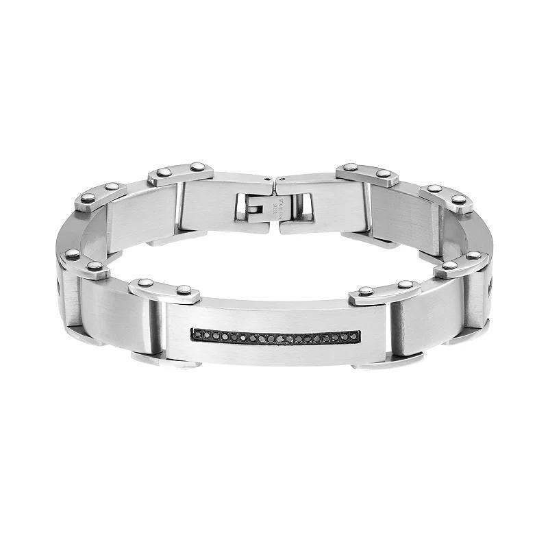 1/2 Carat T.W. Black Diamond Stainless Steel Bracelet - Men, Mens Product Image