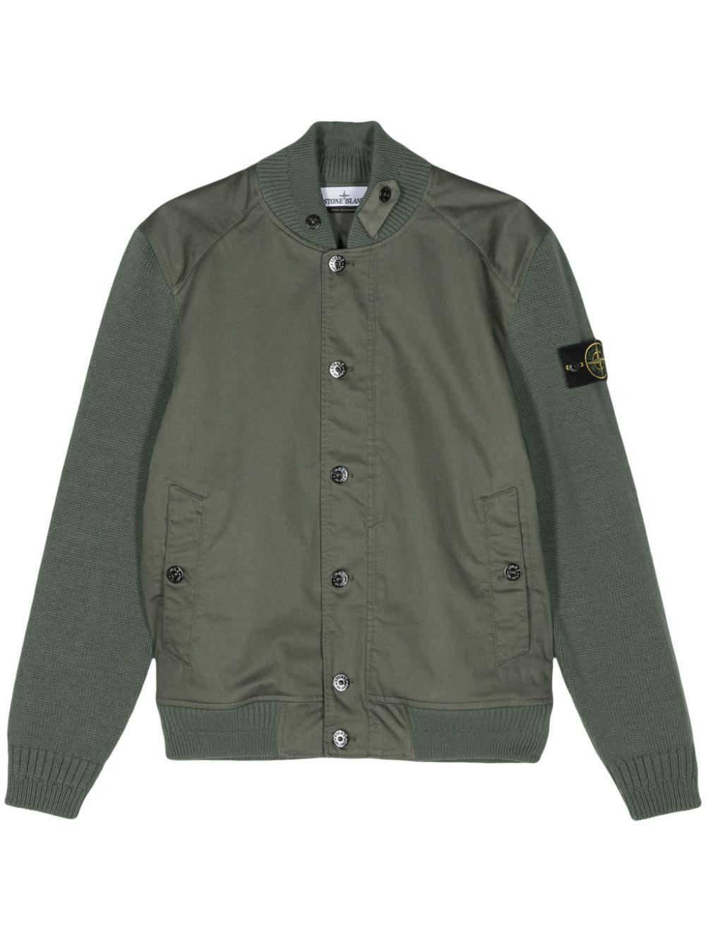 STONE ISLAND Compass-badge Garment-dyed Jacket In Green Product Image