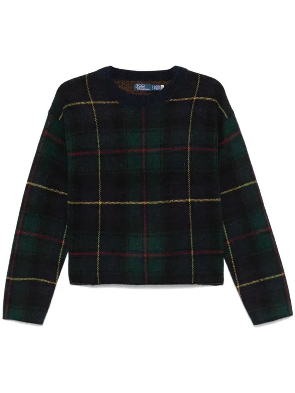 POLO RALPH LAUREN Plaid Crew-neck Sweater In Blue Product Image