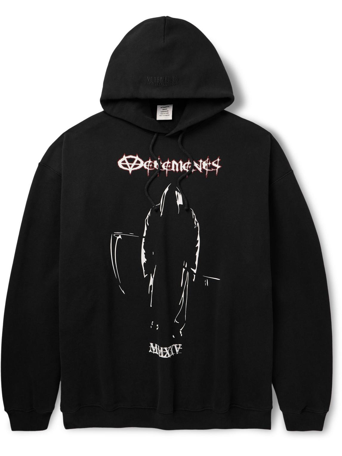 Graphic-print Cotton Hoodie In Black Product Image