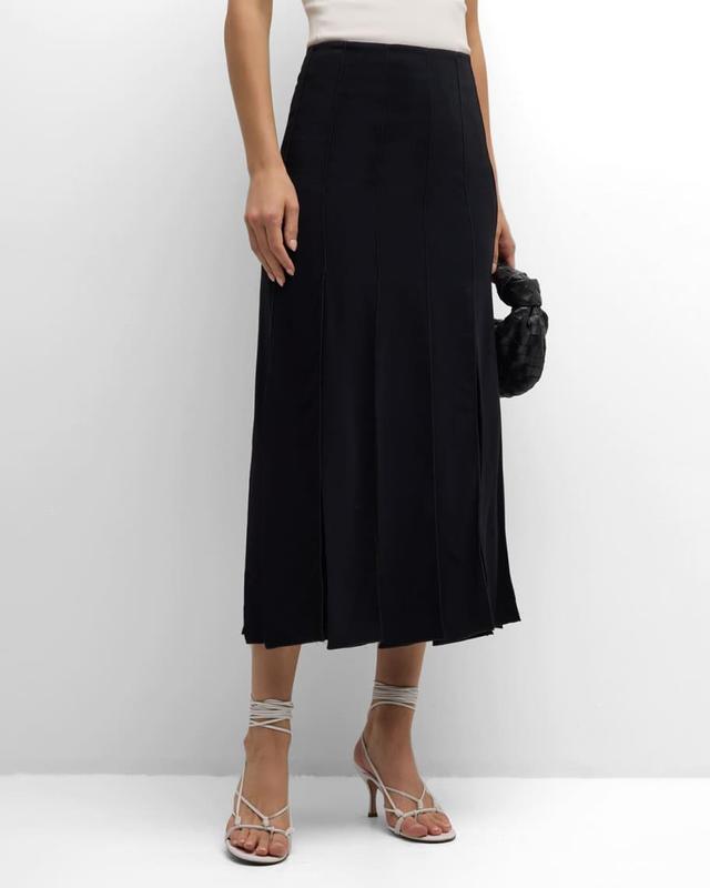 Pintuck Carwash A-Line Midi Skirt Product Image