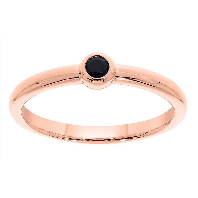 14k Rose Gold Over Silver & 1/10 Carat T.W. Black Diamond Bezel Ring, Womens Pink Tone Product Image