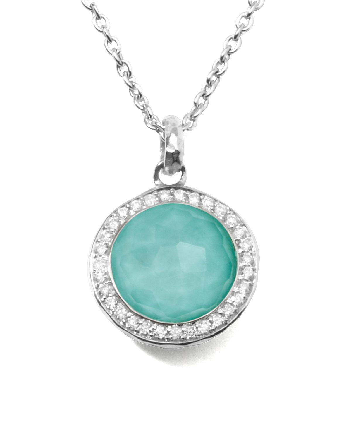 Stella Lollipop Pendant Necklace in Turquoise Doublet with Diamonds Product Image