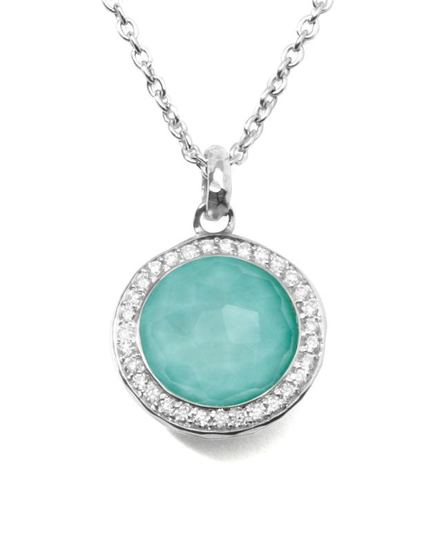 Stella Lollipop Pendant Necklace in Turquoise Doublet with Diamonds Product Image