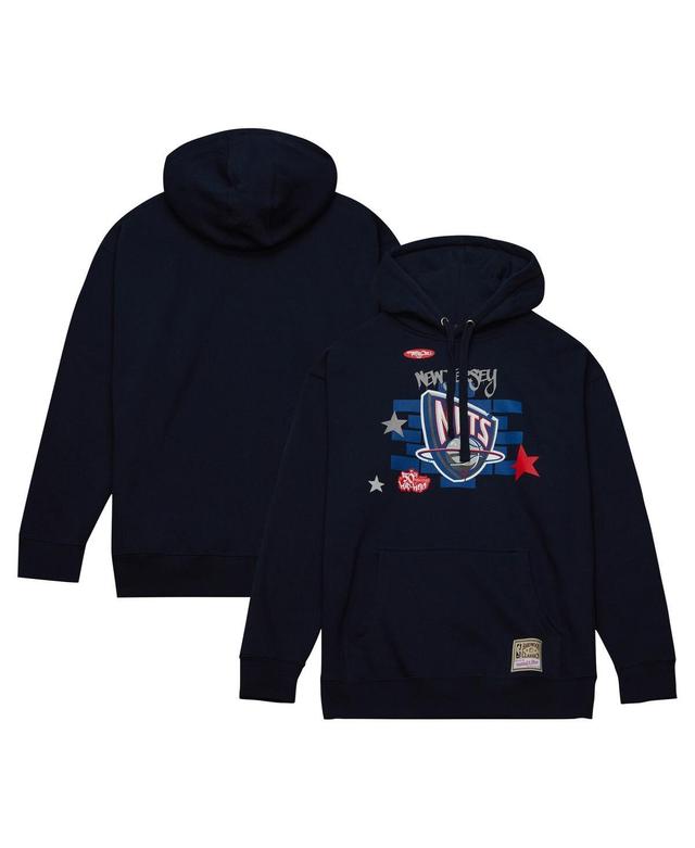 Mens Mitchell & Ness x Tats Cru Navy New Jersey Nets Hardwood Classics Brick Pullover Hoodie Product Image