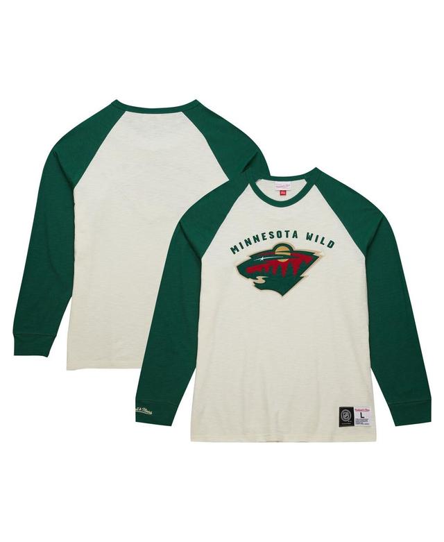 Mens Mitchell & Ness Cream Minnesota Wild Legendary Slub Vintage-Like Raglan Long Sleeve T-shirt Product Image