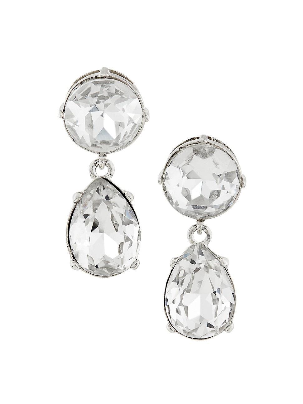 Womens Rhodium-Plated & Glass Crystal Drop Earrings Product Image