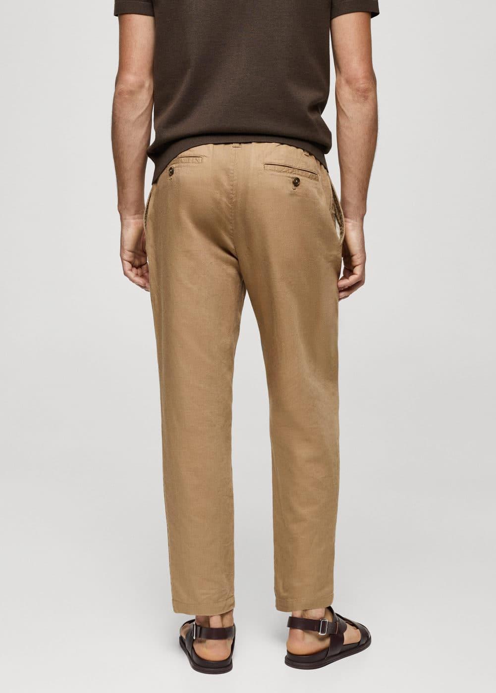 MANGO MAN - Slim-fit pants with drawstring tobacco brownMen Product Image