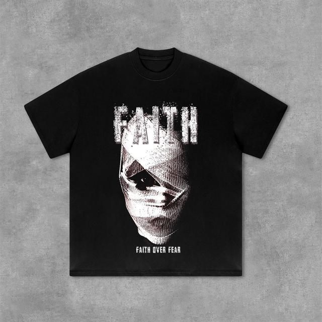 Vintage Mummy Faith Over Fear Graphic Print Cotton T-Shirt Product Image