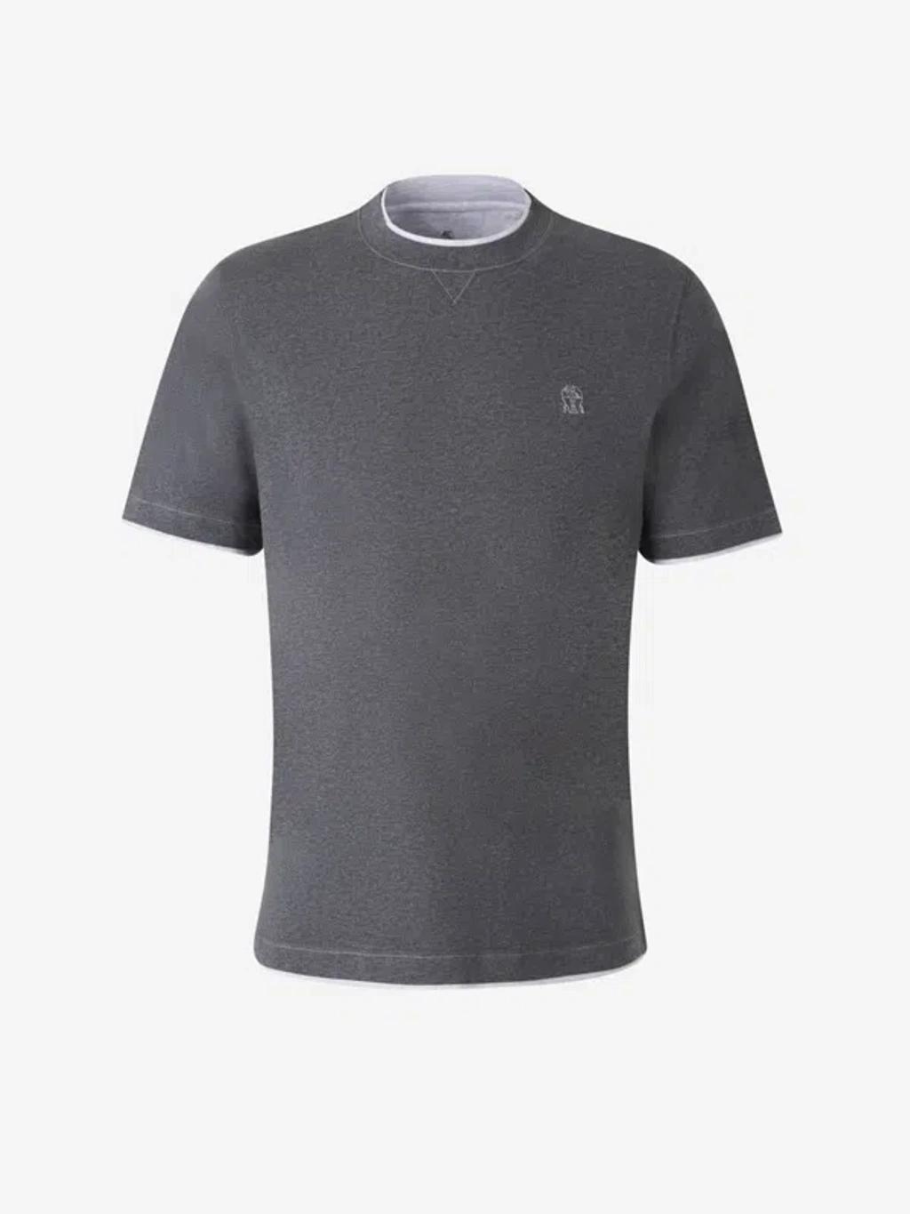 BRUNELLO CUCINELLI Cotton Logo T-shirt In Grey Product Image