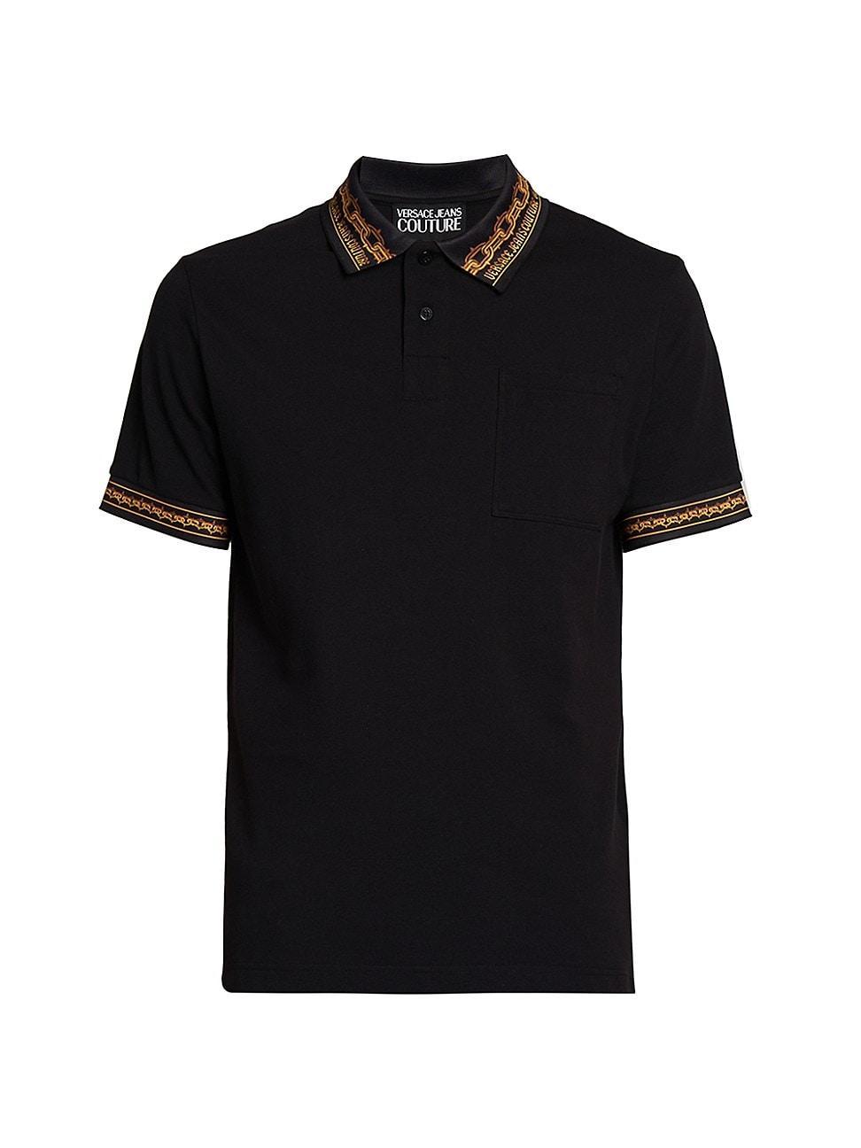 Mens Chain-Link Cotton Polo Shirt Product Image