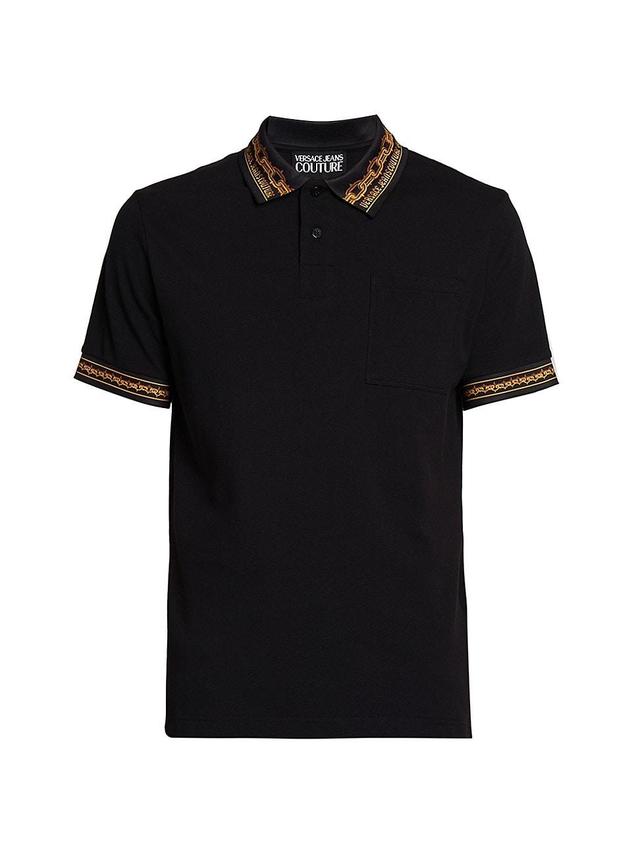 Mens Chain-Link Cotton Polo Shirt Product Image