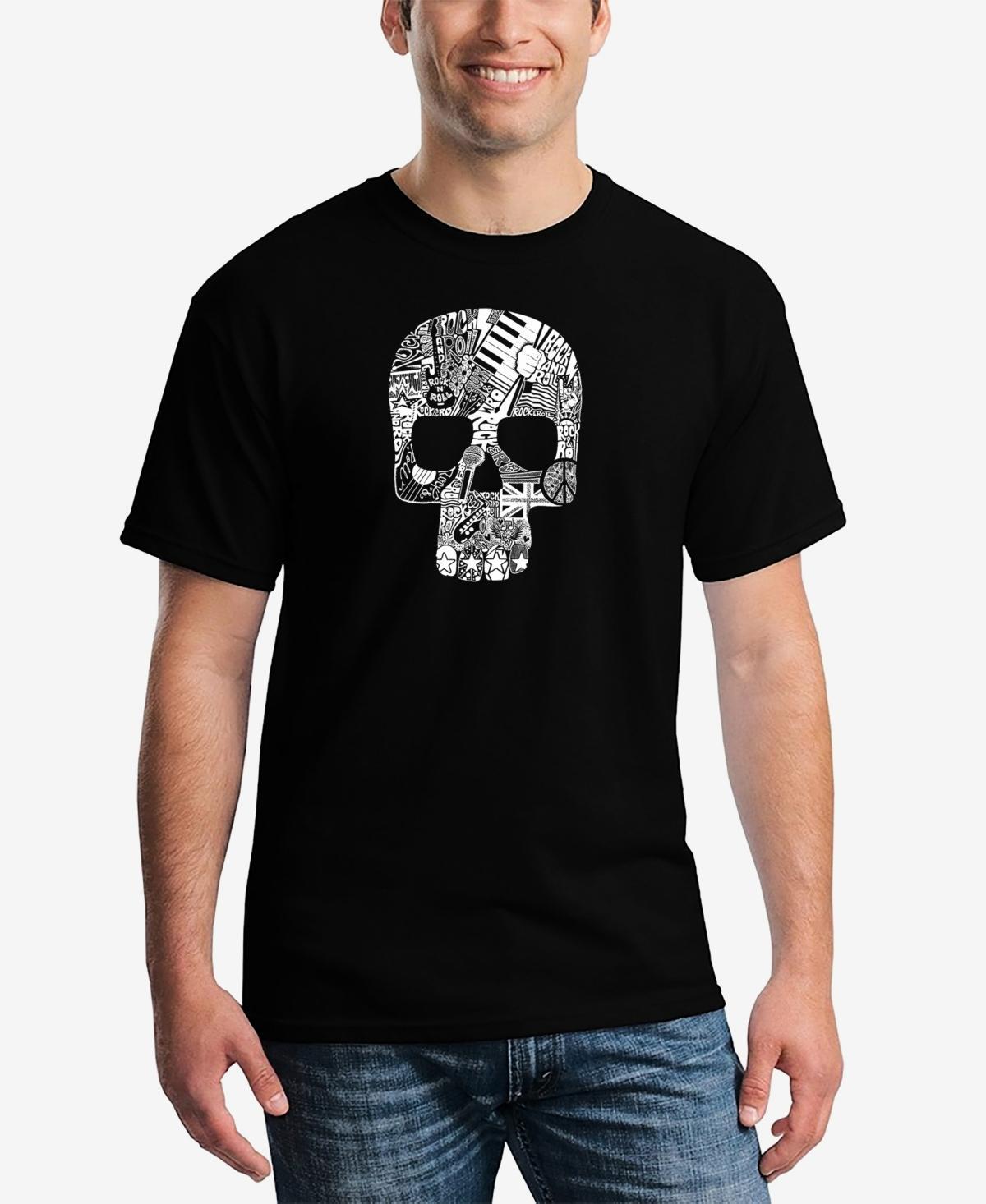 La Pop Art Mens Rock N Roll Skull Printed Word Art T-shirt Product Image