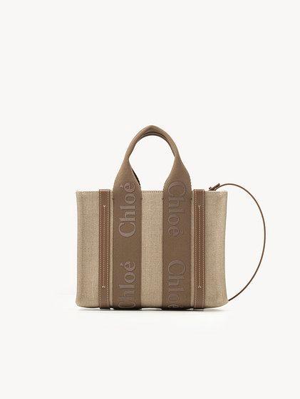 Small Woody tote bag in linen Product Image