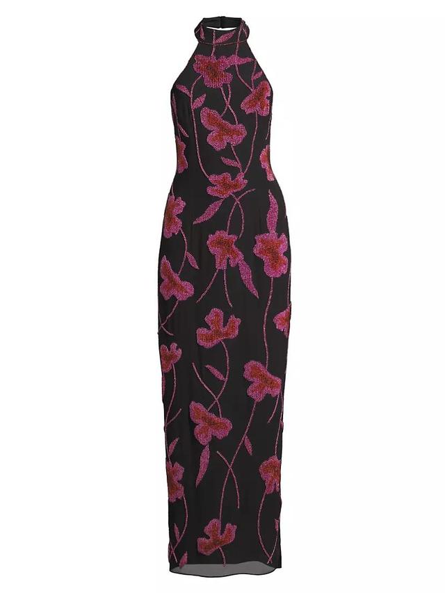 Floral Beaded Trapeze Maxi Dress Product Image