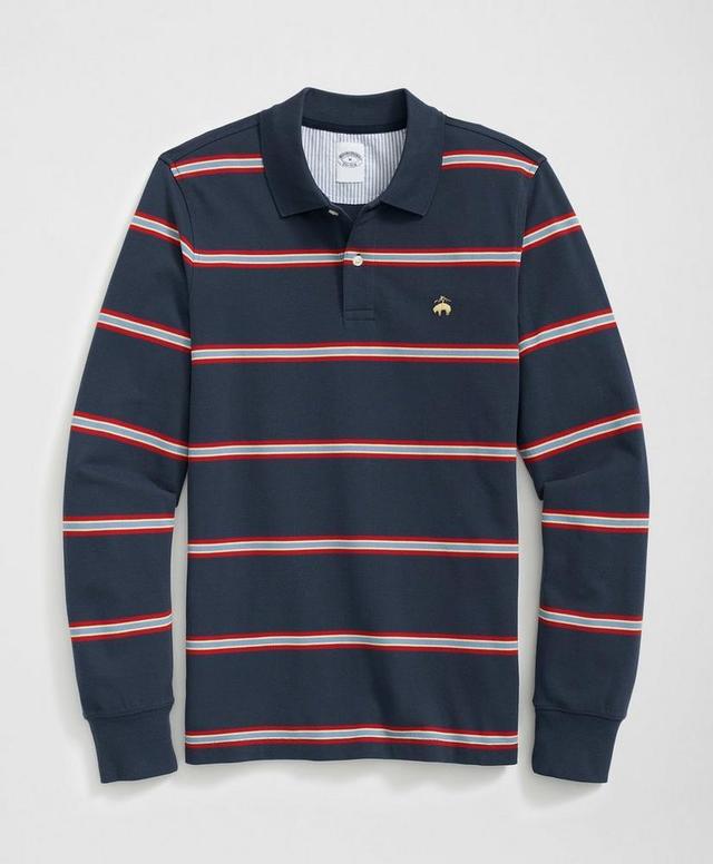 Golden Fleece® Multi Striped Long Sleeve Polo in Supima® Cotton Product Image