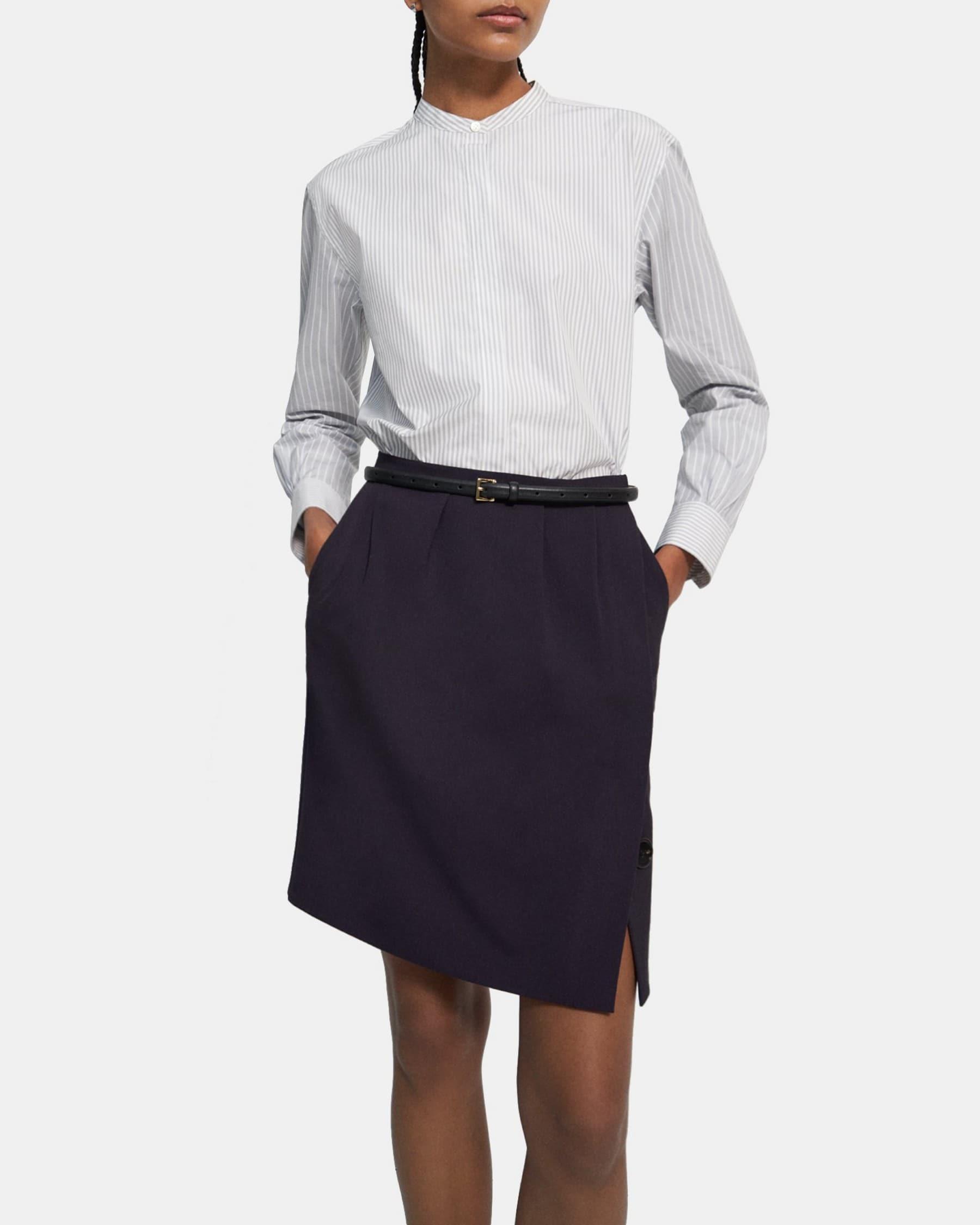 Wool Twill Pleated Skirt Product Image